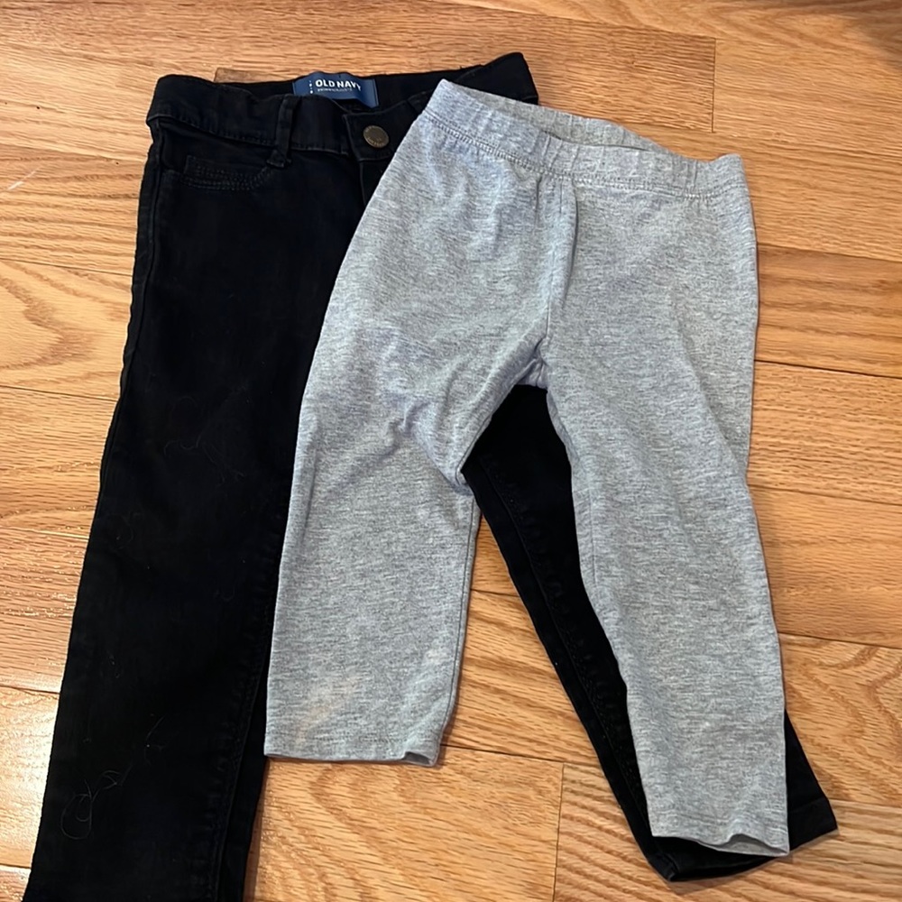 3t pants bundle - black old navy straight jeans and grey gap crop legging